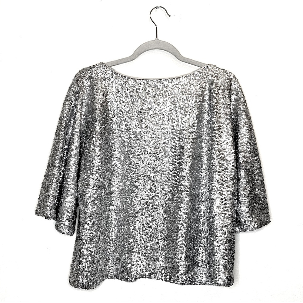 NWOT Silver Sequin Flowy Top